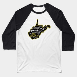 Morgantown West Virginia Map Lewisburg Huntington Baseball T-Shirt